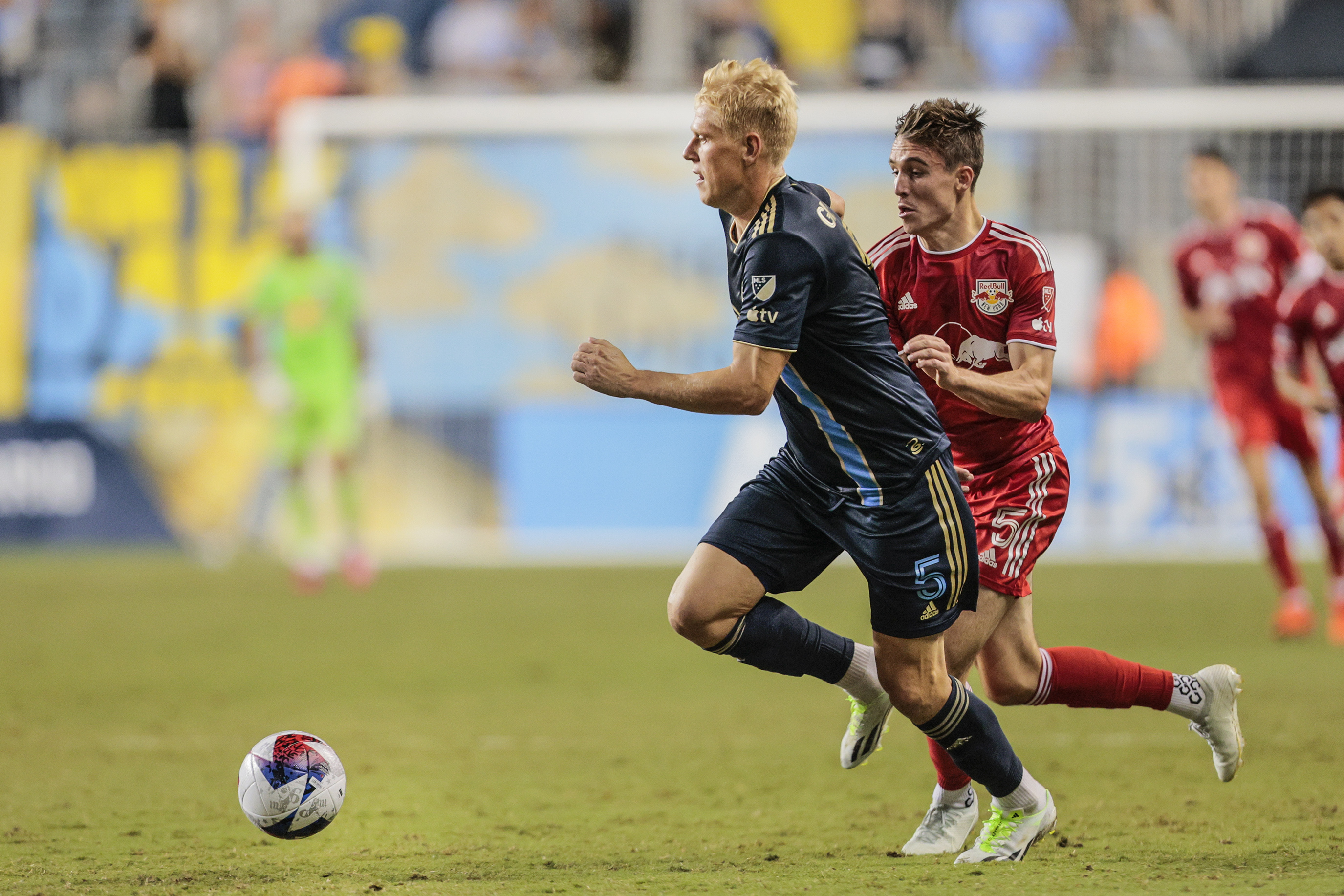 Harrison, New Jersey, USA. 6th May, 2023. Philadelphia Union goalkeeper  ANDRE BLAKE (18) and New York Red Bulls defender DYLAN NEALIS (12) in  action at Red Bull Arena in Harrison New Jersey