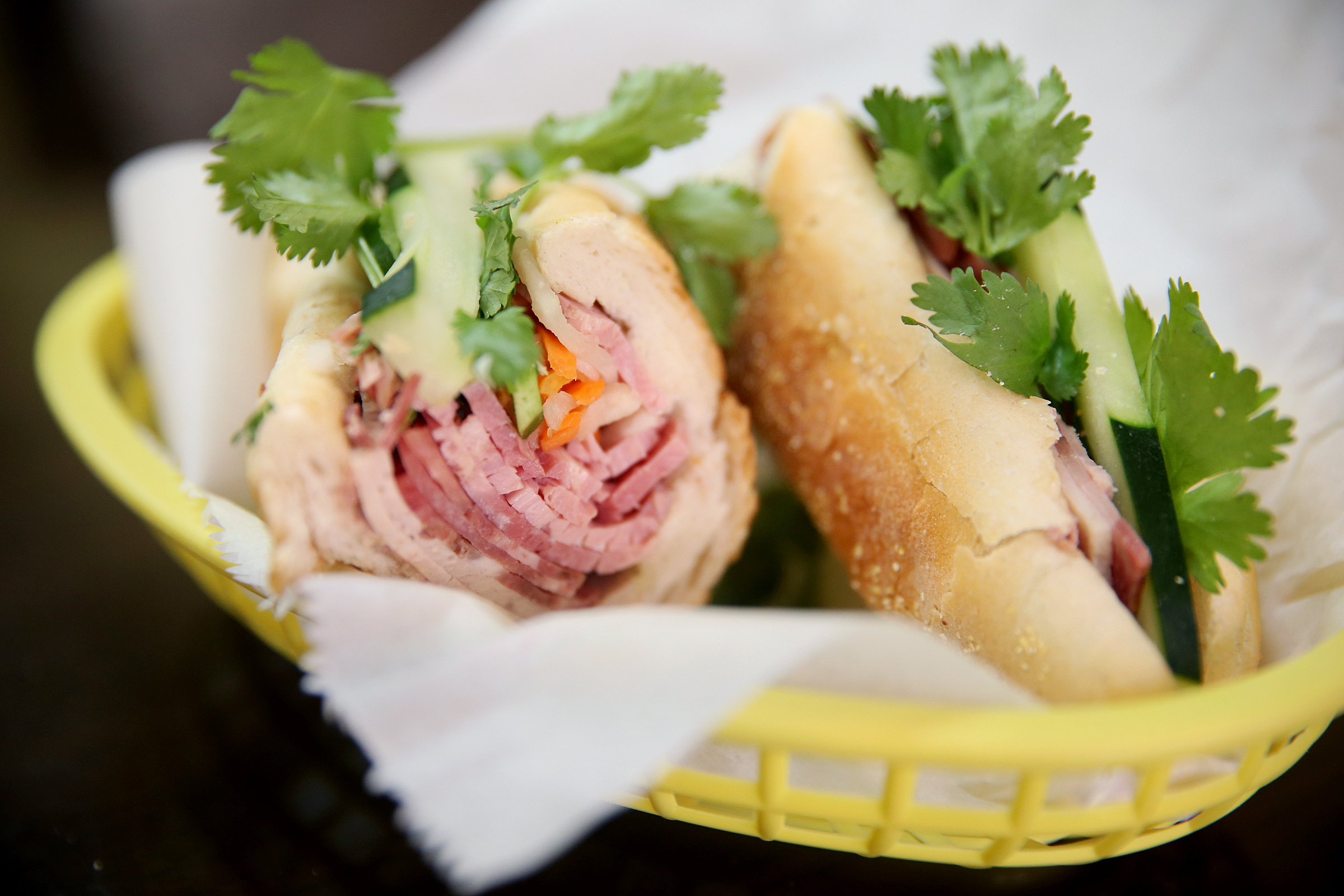 A deluxe banh mi is pictured at Cafe Cuong in Philadelphia's Bella Vista section on Wednesday, Sept. 25, 2019.