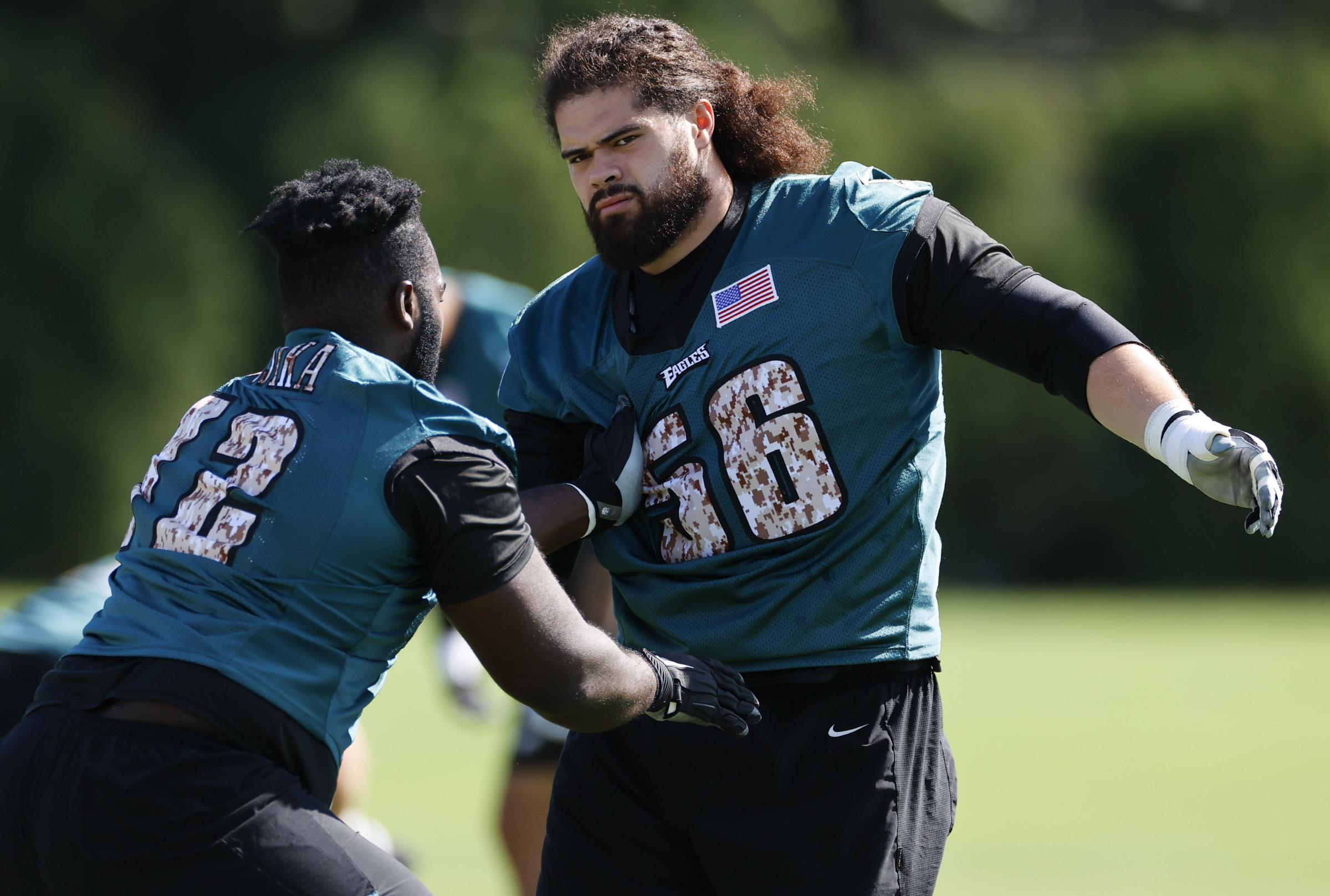 Philadelphia Eagles offensive guard Isaac Seumalo (56) lines up