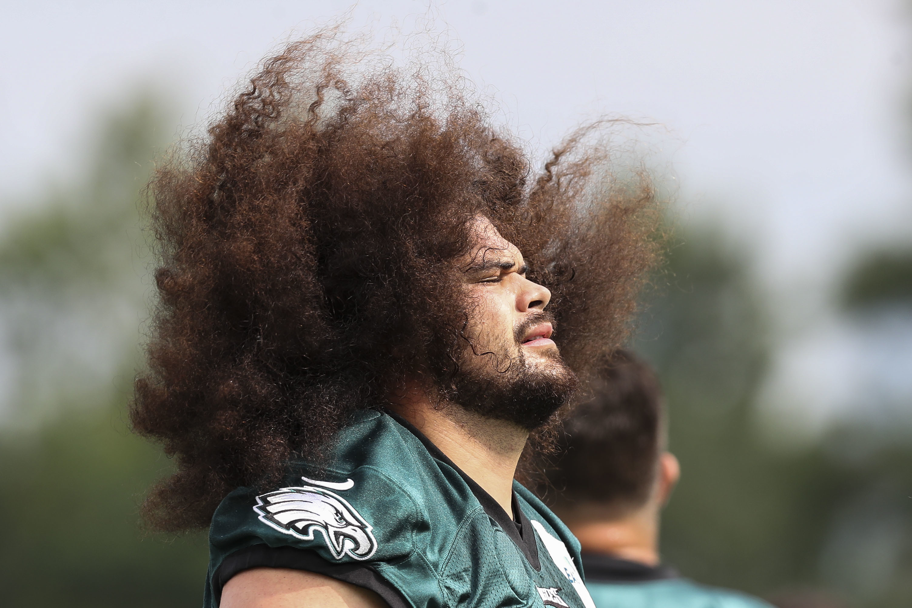 Philadelphia Eagles offensive guard Isaac Seumalo (56) blocks