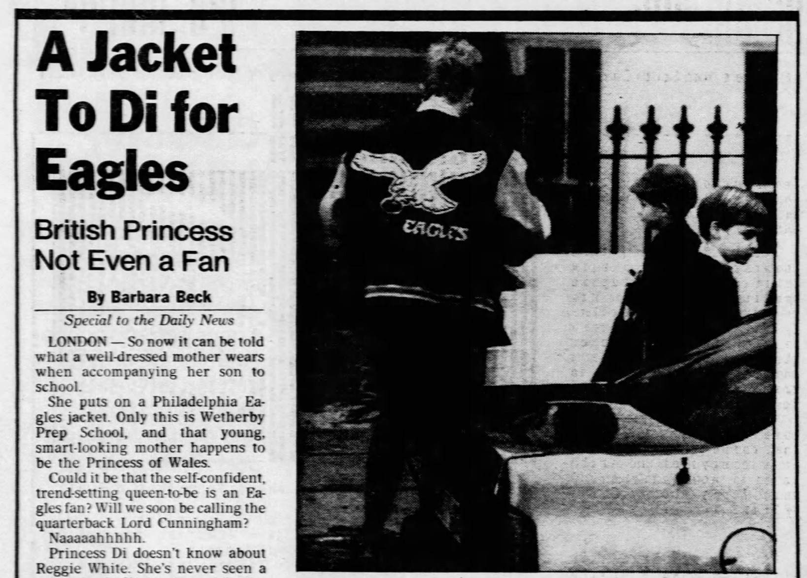 Princess Diana Smiling Wearing Philadelphia Eagles Jacket 80s T Shirt 