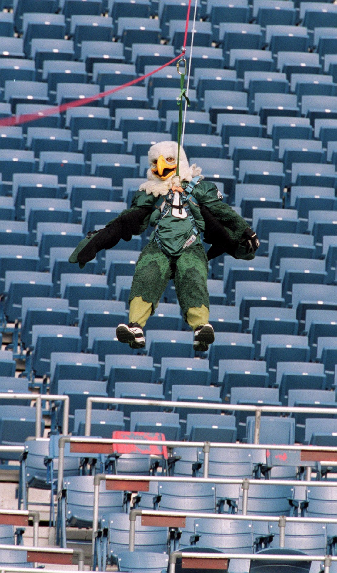 PHILADELPHIA, PA - OCTOBER 30: Philadelphia Eagles mascot Swoop wears a Batman  costume during the