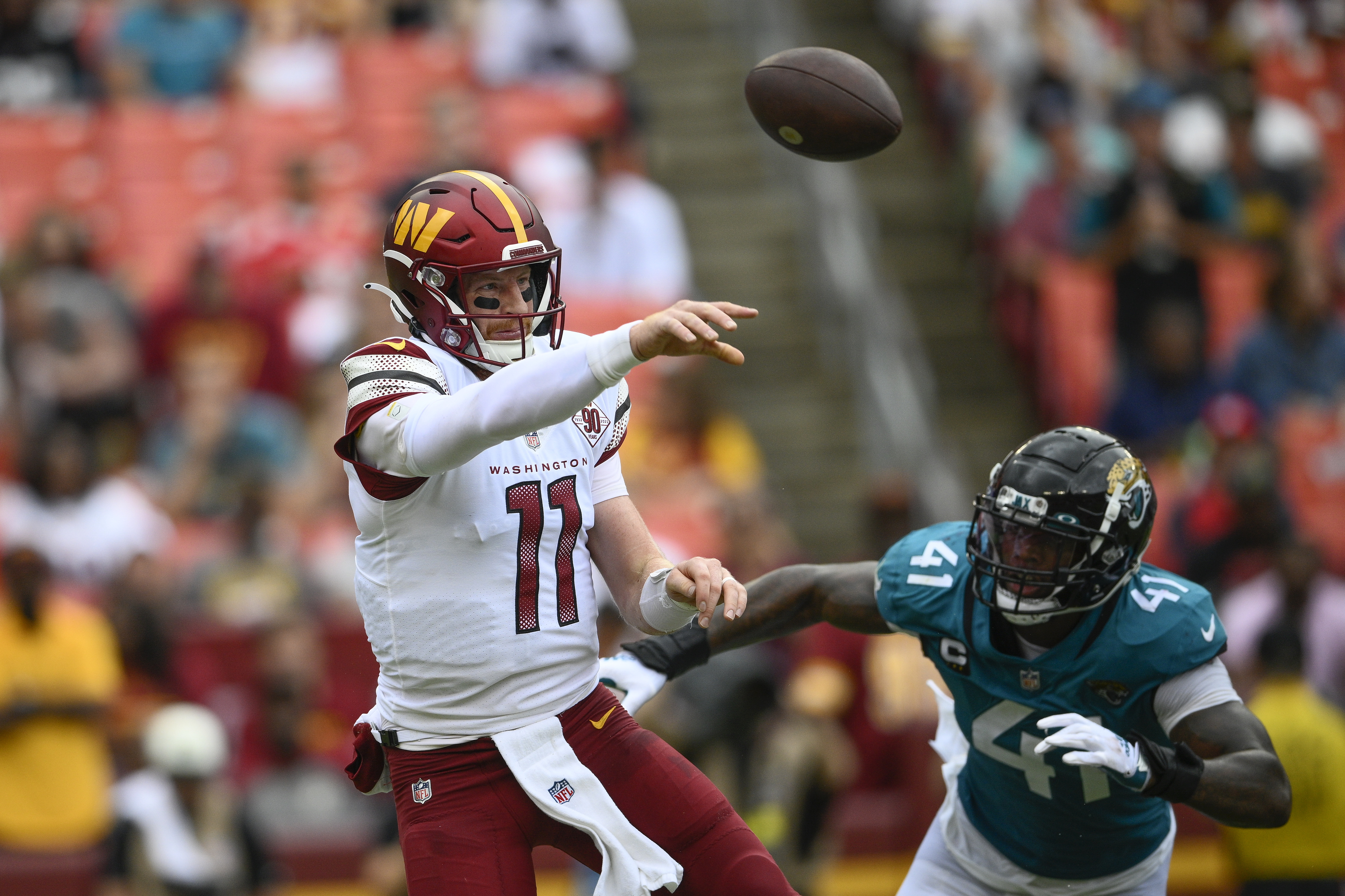 Carson Wentz tosses four touchdowns as Commanders come back to beat Jaguars