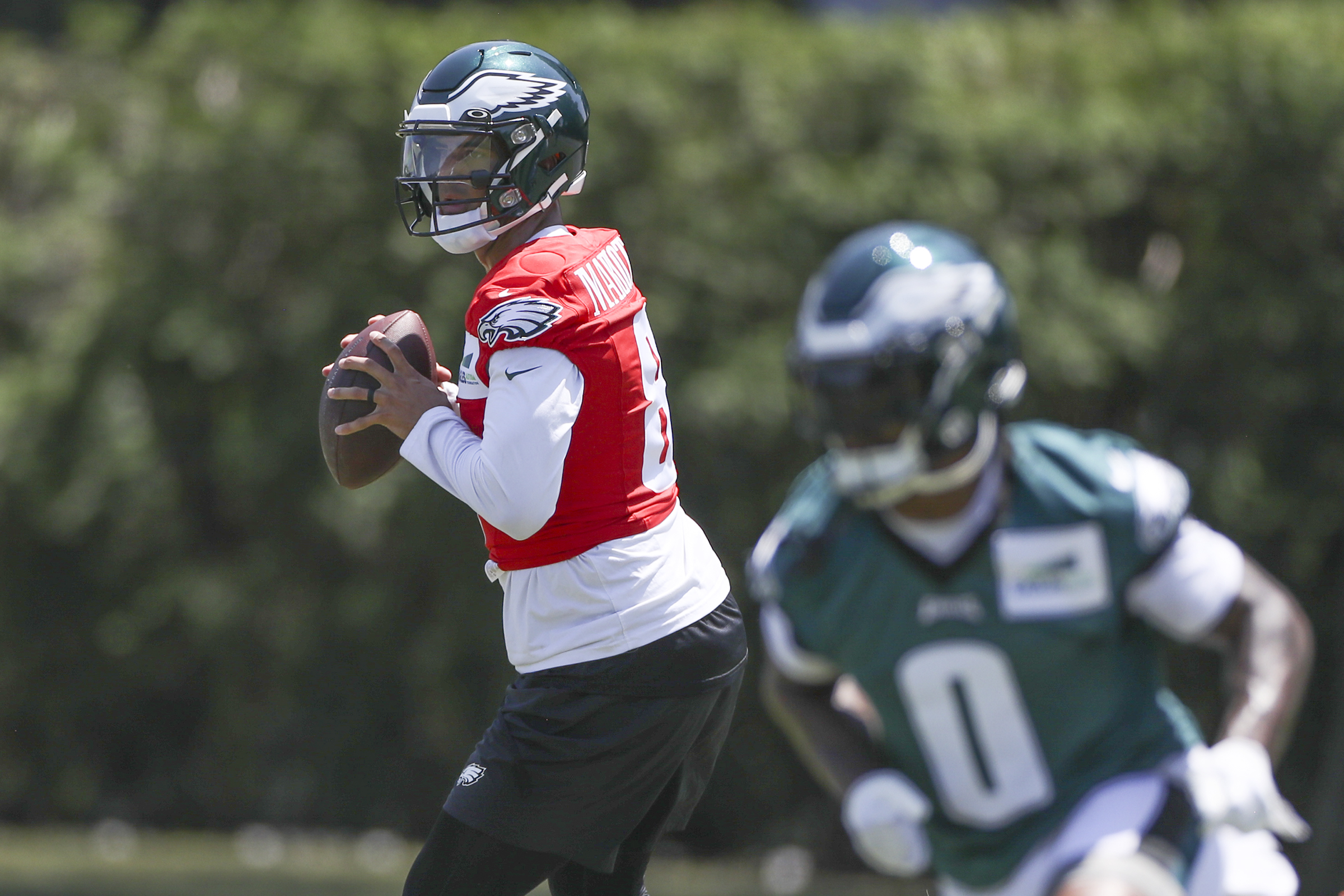 Philadelphia Eagles' Nolan Smith runs a drill during practice at