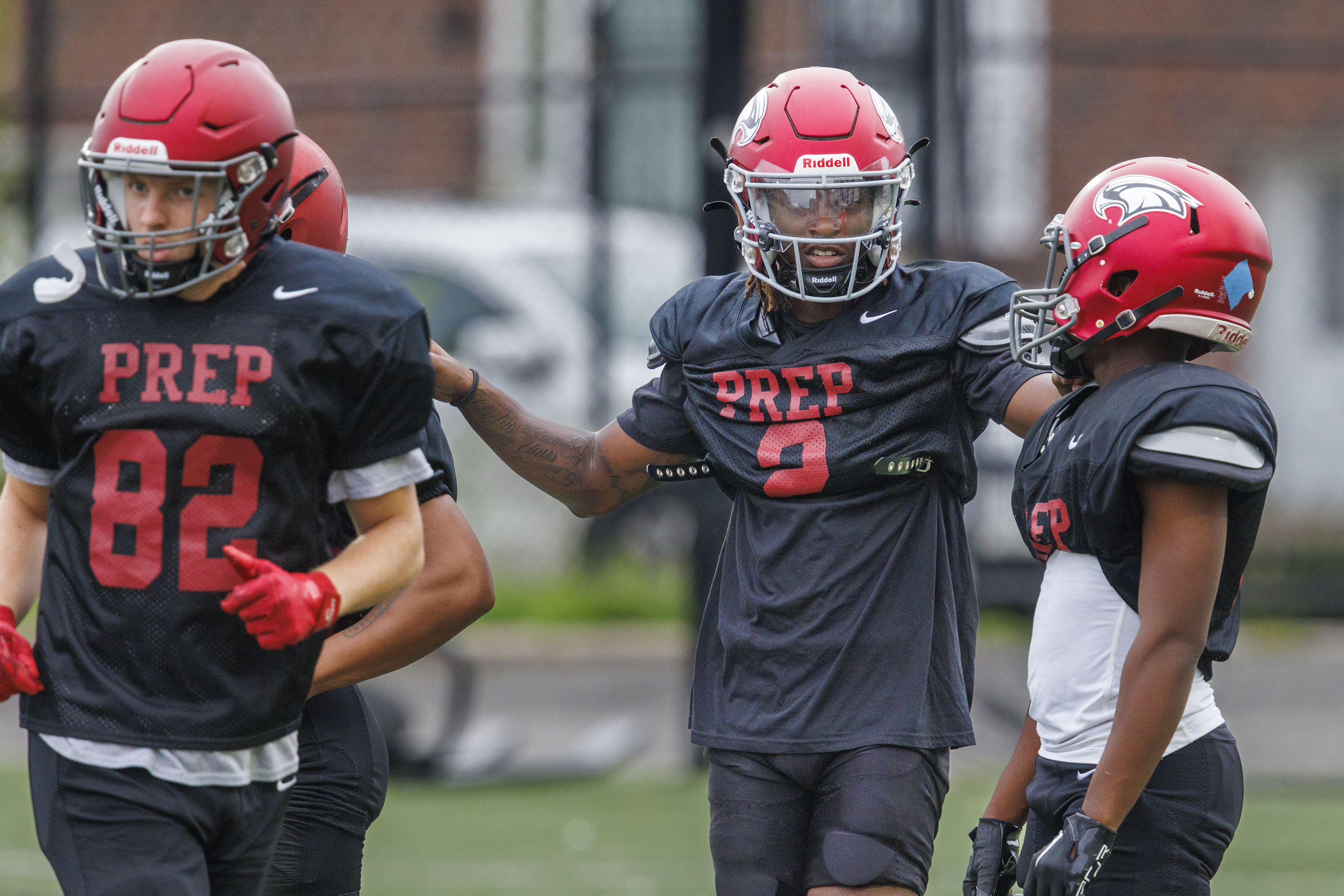 D'Andre Swift and Olamide Zaccheaus meet with current St. Joseph's