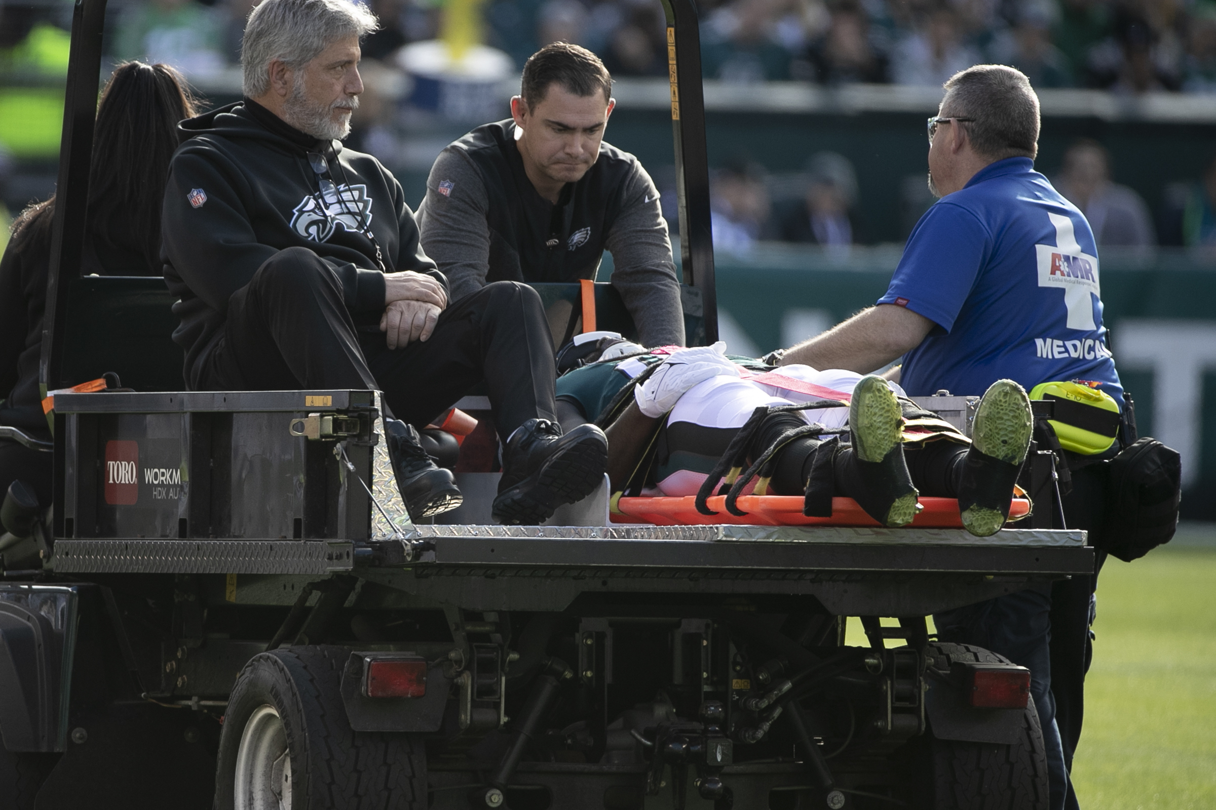 Eagles' Josh Sweat carted off field after suffering neck injury vs