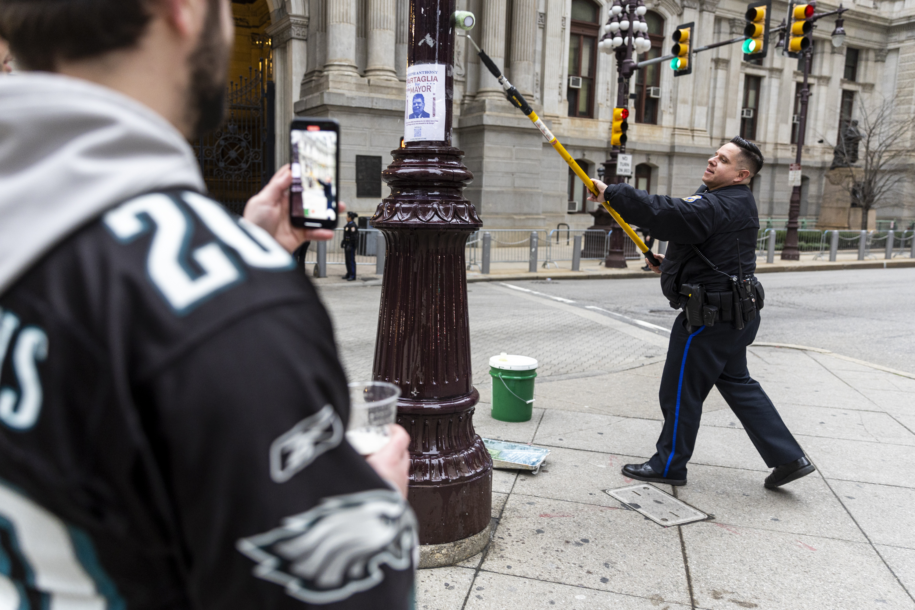 Greased poles in focus as Philly fans flock to streets after