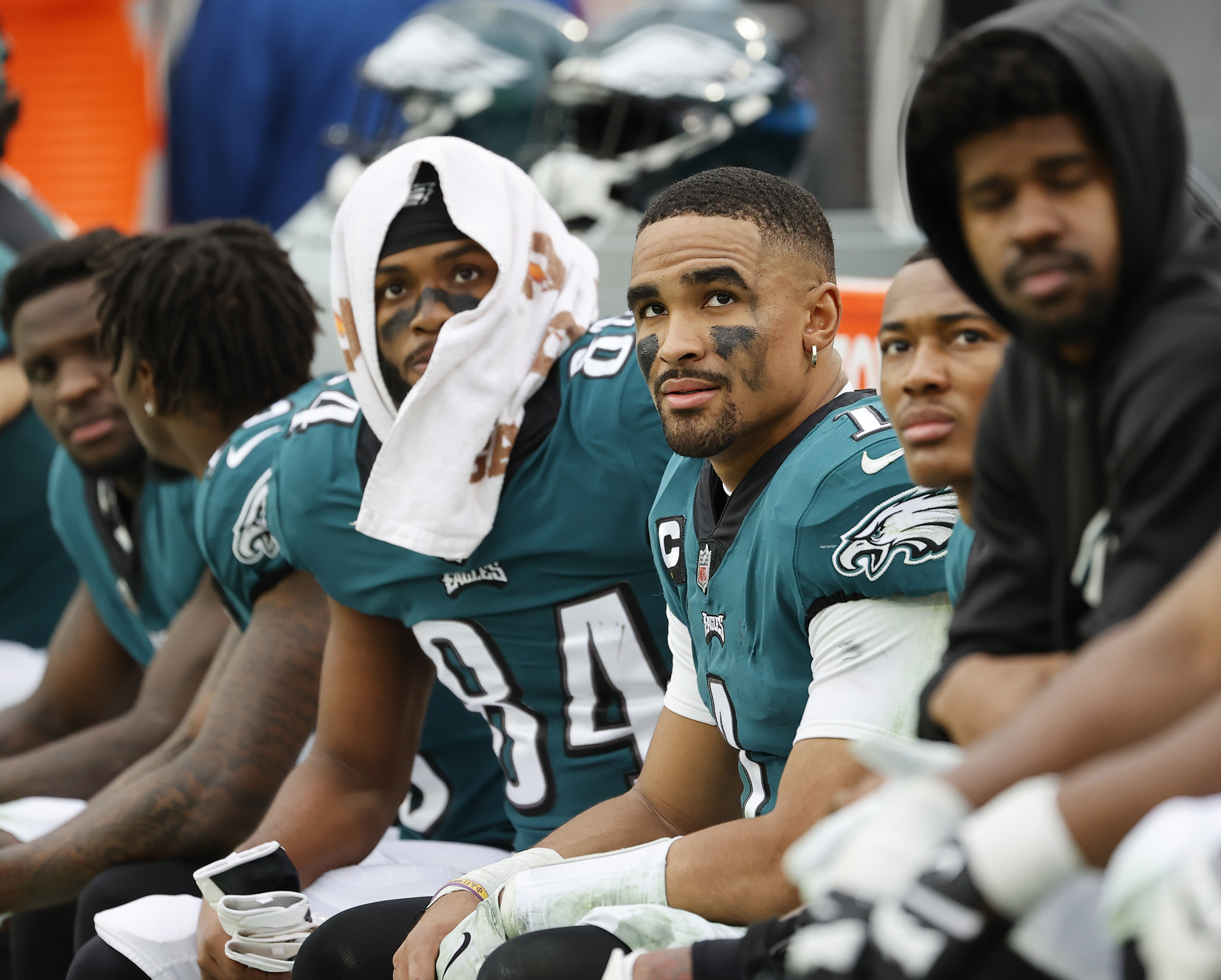 Philadelphia Eagles Shirt Logo Peeling Up On Corner Jalen Hurts