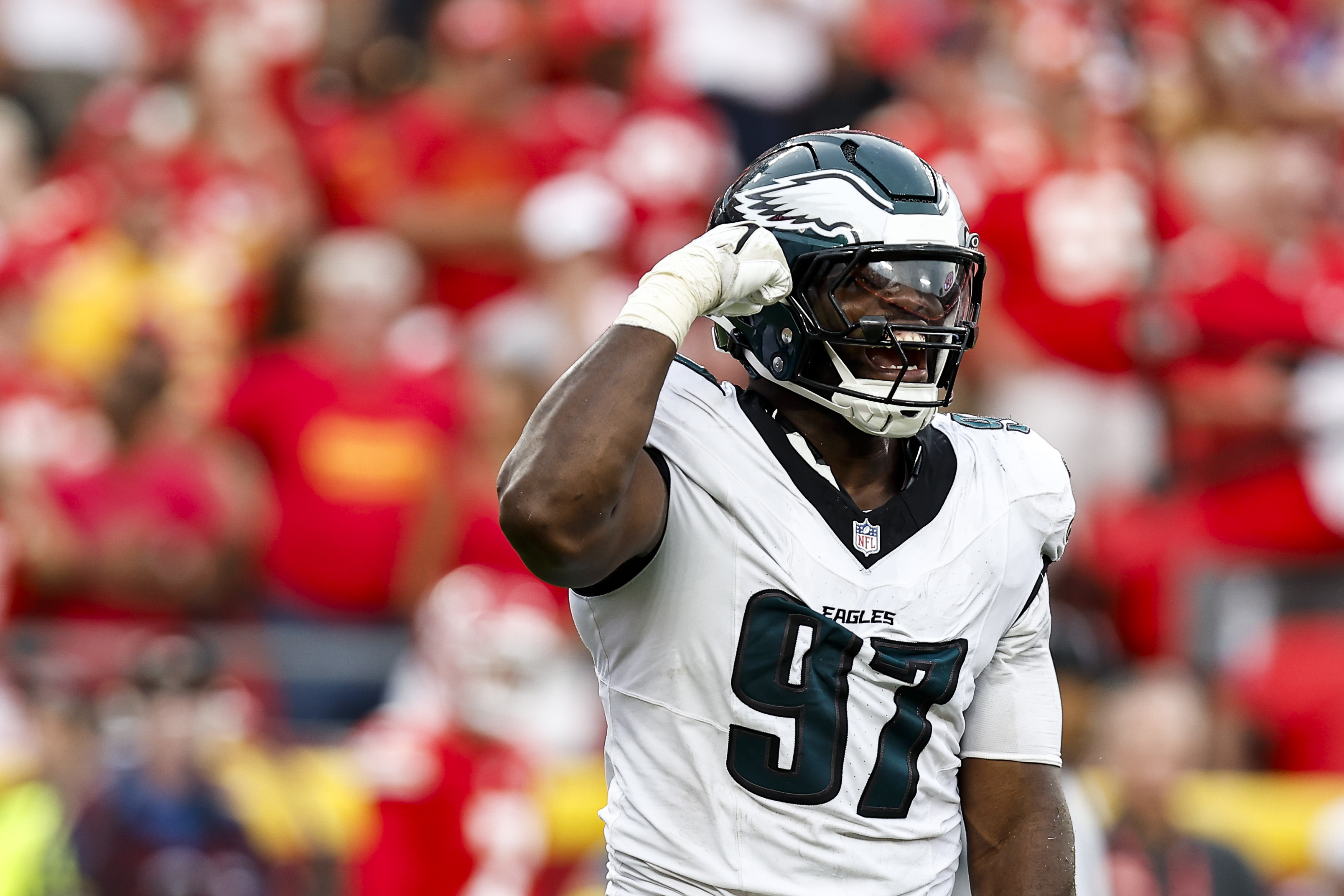 Defensive tackle Moro Ojomo is getting into Eagles opponents' heads
