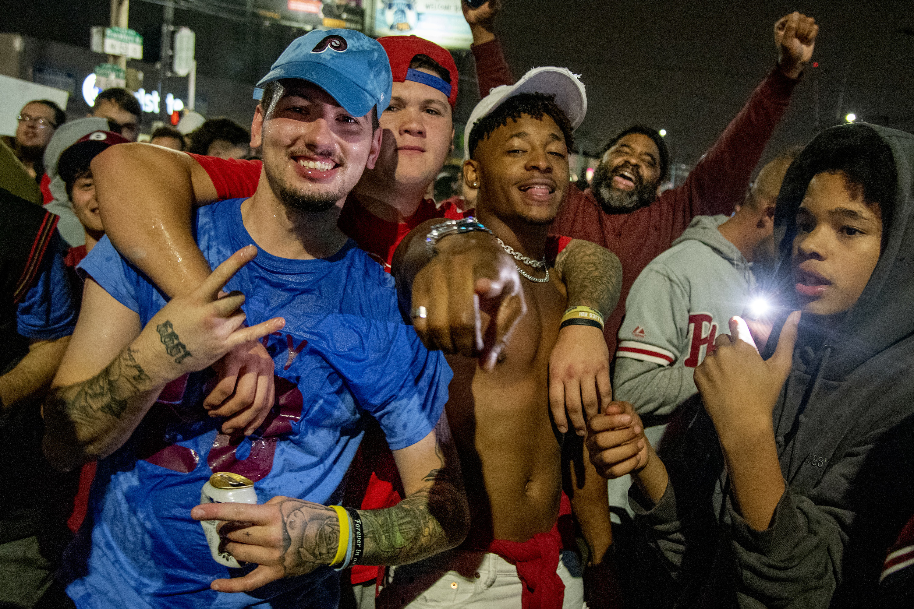Phillies fans celebrate World Series berth climbing greased poles after  National League championship