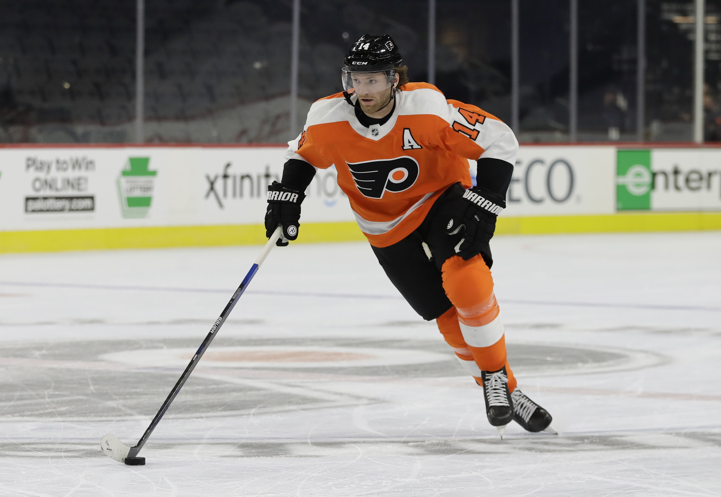 Sean Couturier of the Philadelphia Flyers sets in the locker room