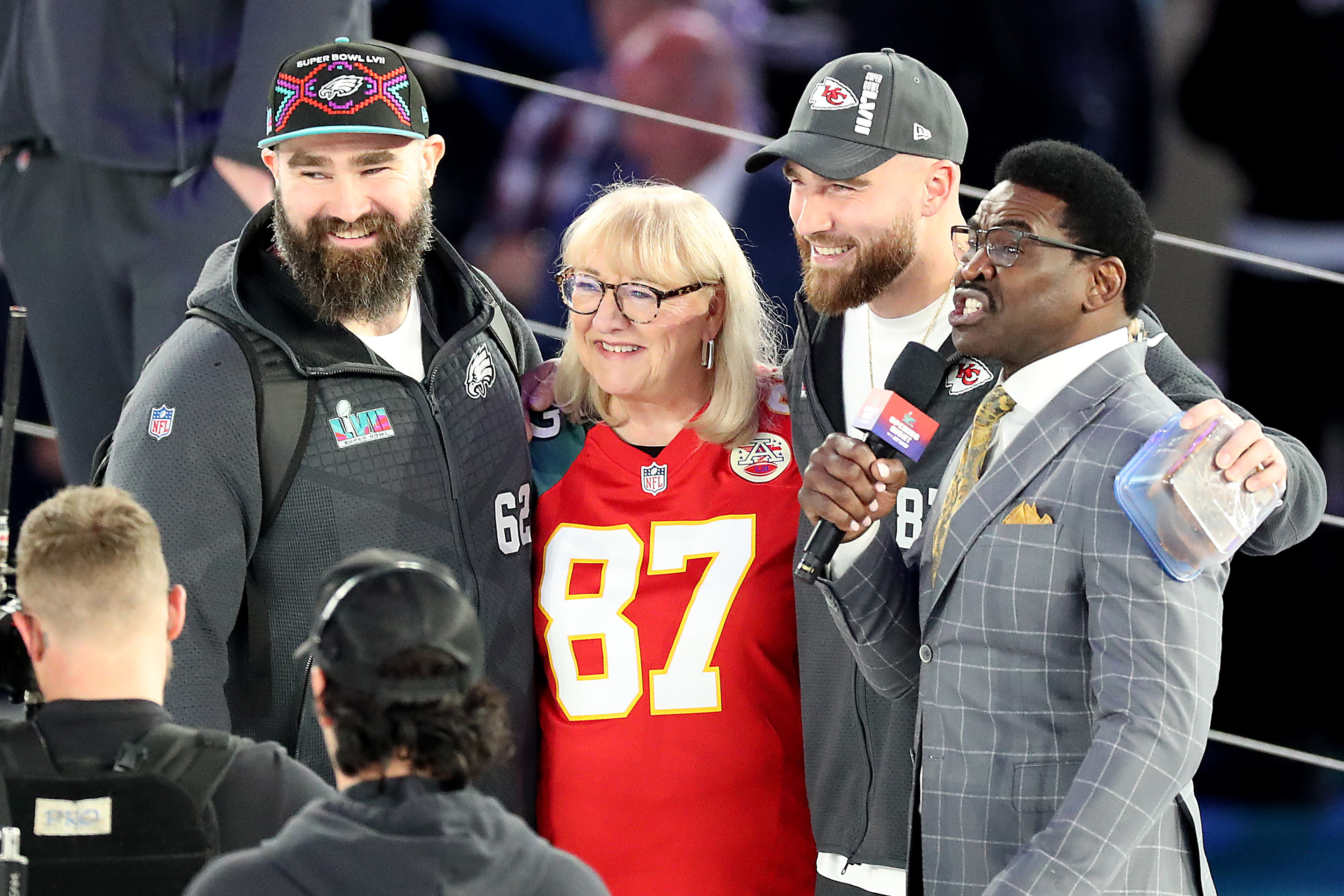 Super Bowl 2023: Mama Kelce's split Eagles-Chiefs jacket designed by  Maryland business owner