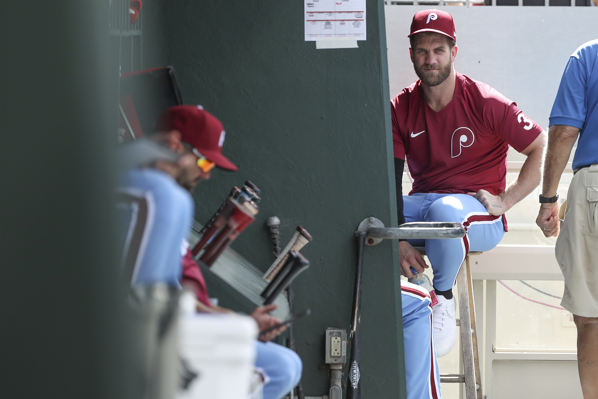 Rehabbing Phillies star Bryce Harper goes with a tried-and-true batting  practice pitcher: His father