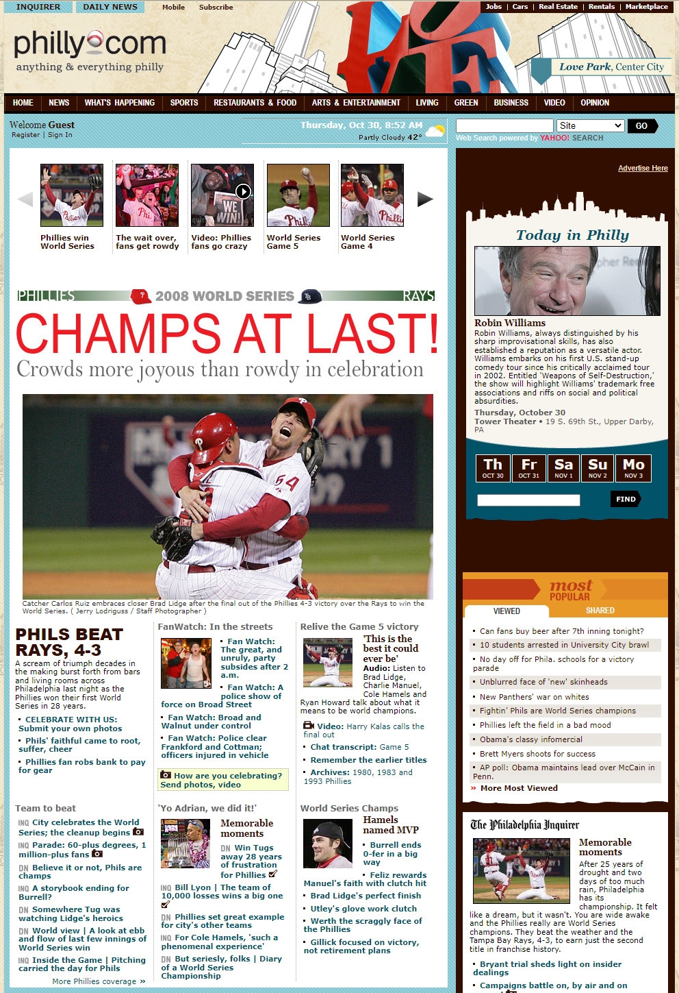 2008 Philadelphia Phillies World Series Champs Newspaper Front 