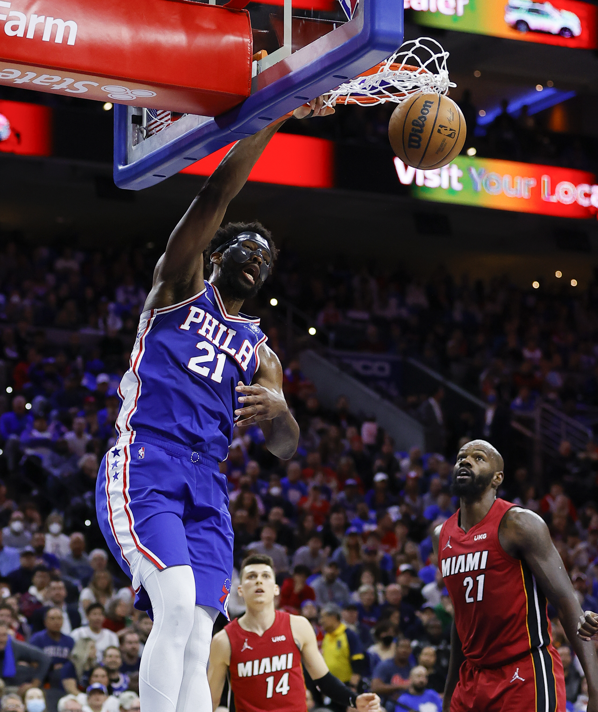 It's whatever': Joel Embiid brushes off wearing protective mask during  Sixers' Game 3 win over Miami Heat in NBA playoffs