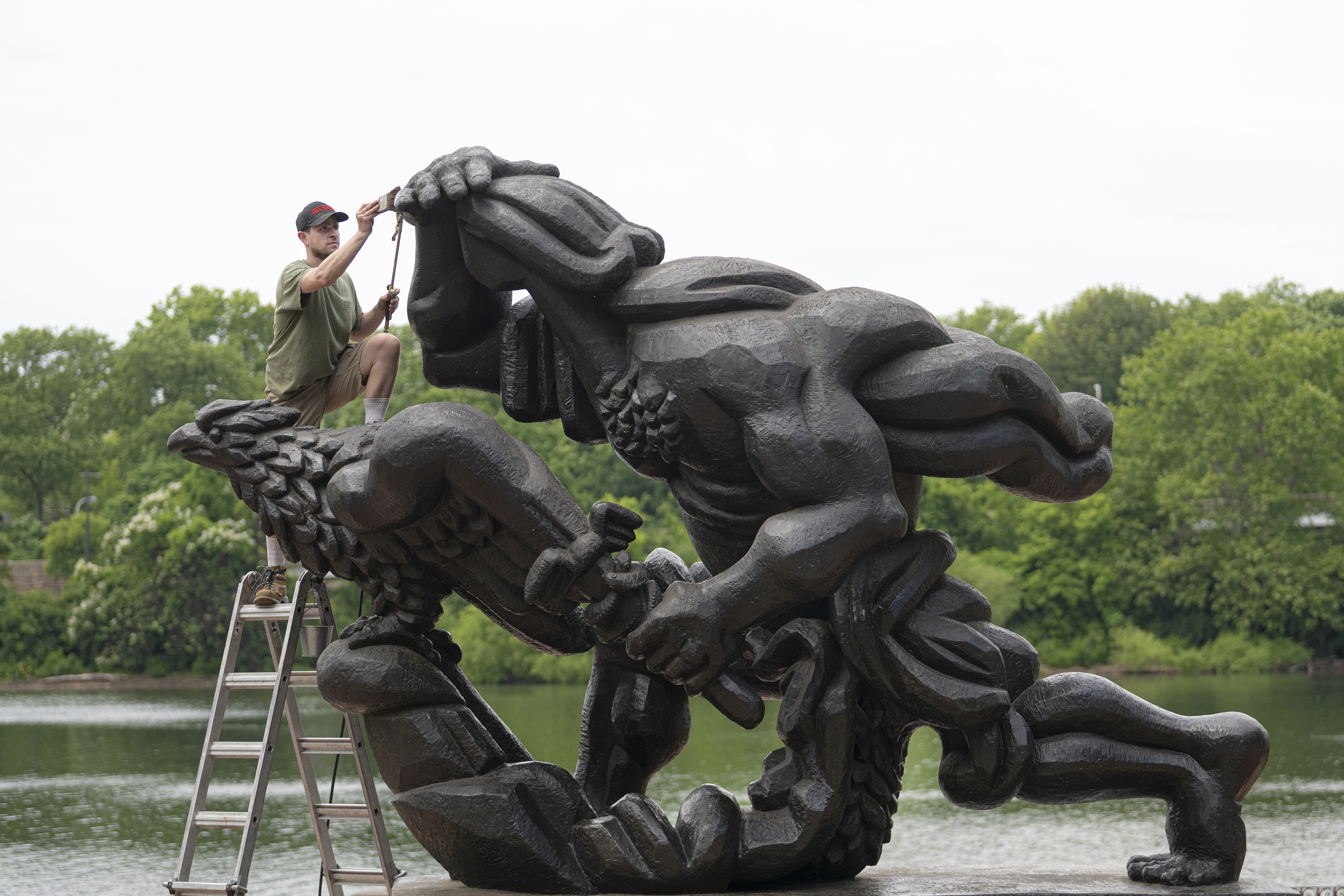 Philly's public sculptures get annual cleaning and repair work