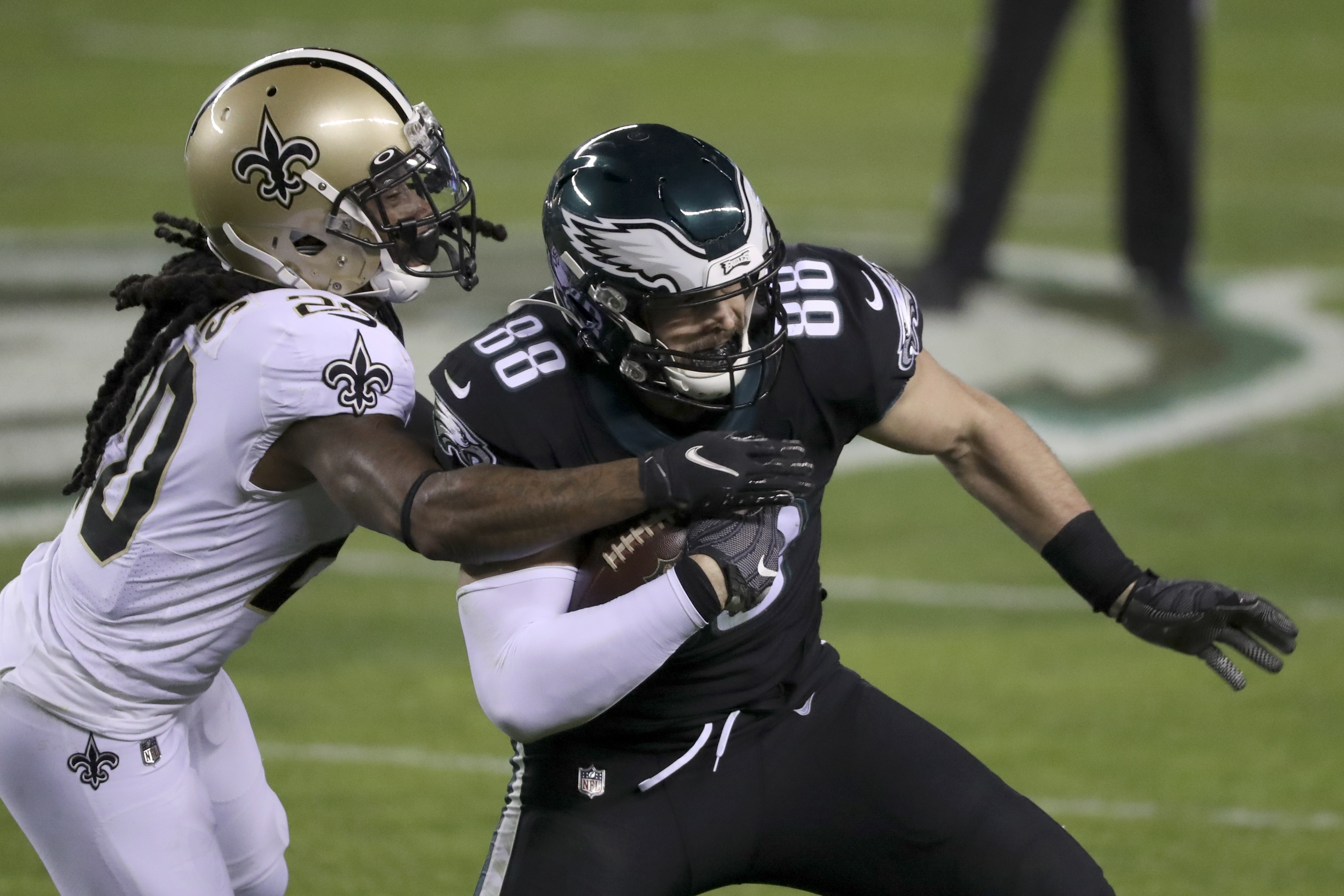 Philadelphia Eagles offensive tackle Jack Driscoll (63) in action during  the second quarter of an NFL football game against the Kansas City Chiefs,  Sunday, Oct. 3, 2021, in Philadelphia. (AP Photo/Terrance Williams