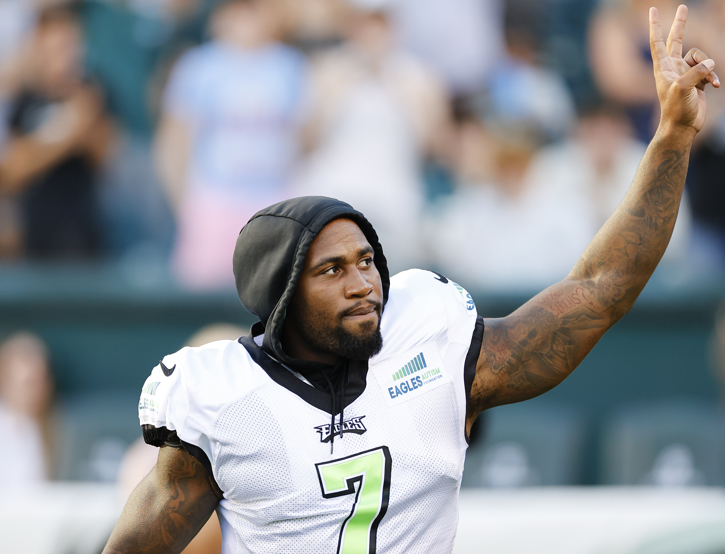 Philadelphia Eagles wide receiver A.J. Brown (11) celebrates after an NFL  football game against the Washington Commanders, Sunday, Sept. 25, 2022 in  Landover, Md. (AP Photo/Daniel Kucin Jr Stock Photo - Alamy