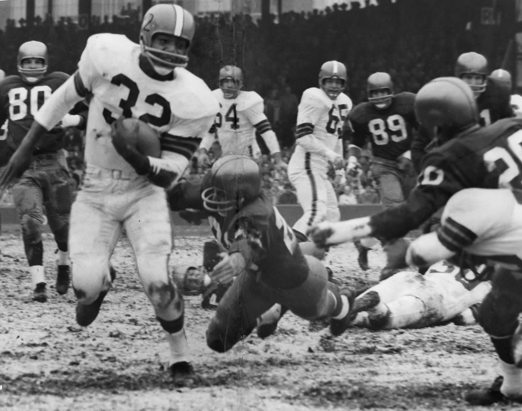 Who were the 5 players taken before Jim Brown in the 1957 NFL draft?