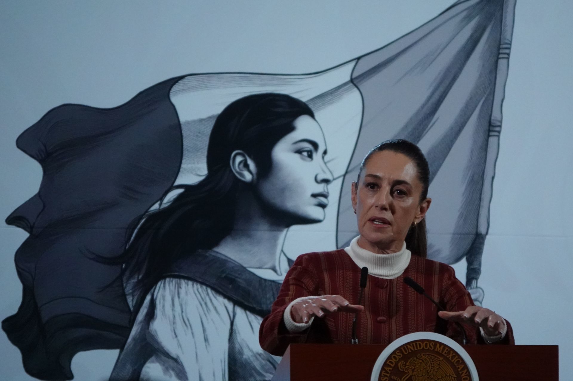 Claudia Sheinbaum, presidenta de México, durante la conferencia “Mañanera del Pueblo”.