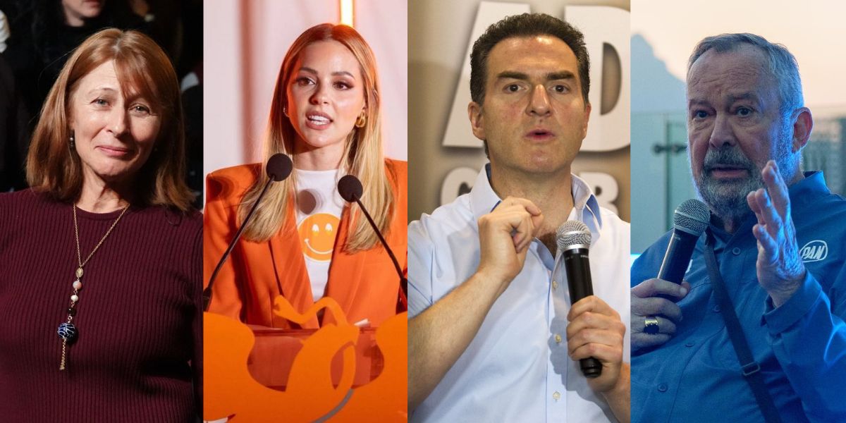 Los punteros de cada partido (Mauricio Fernández, PAN; Adrián de la Garza, PRI; Tatiana Clouthier, Morena; Mariana Rodríguez, MC)