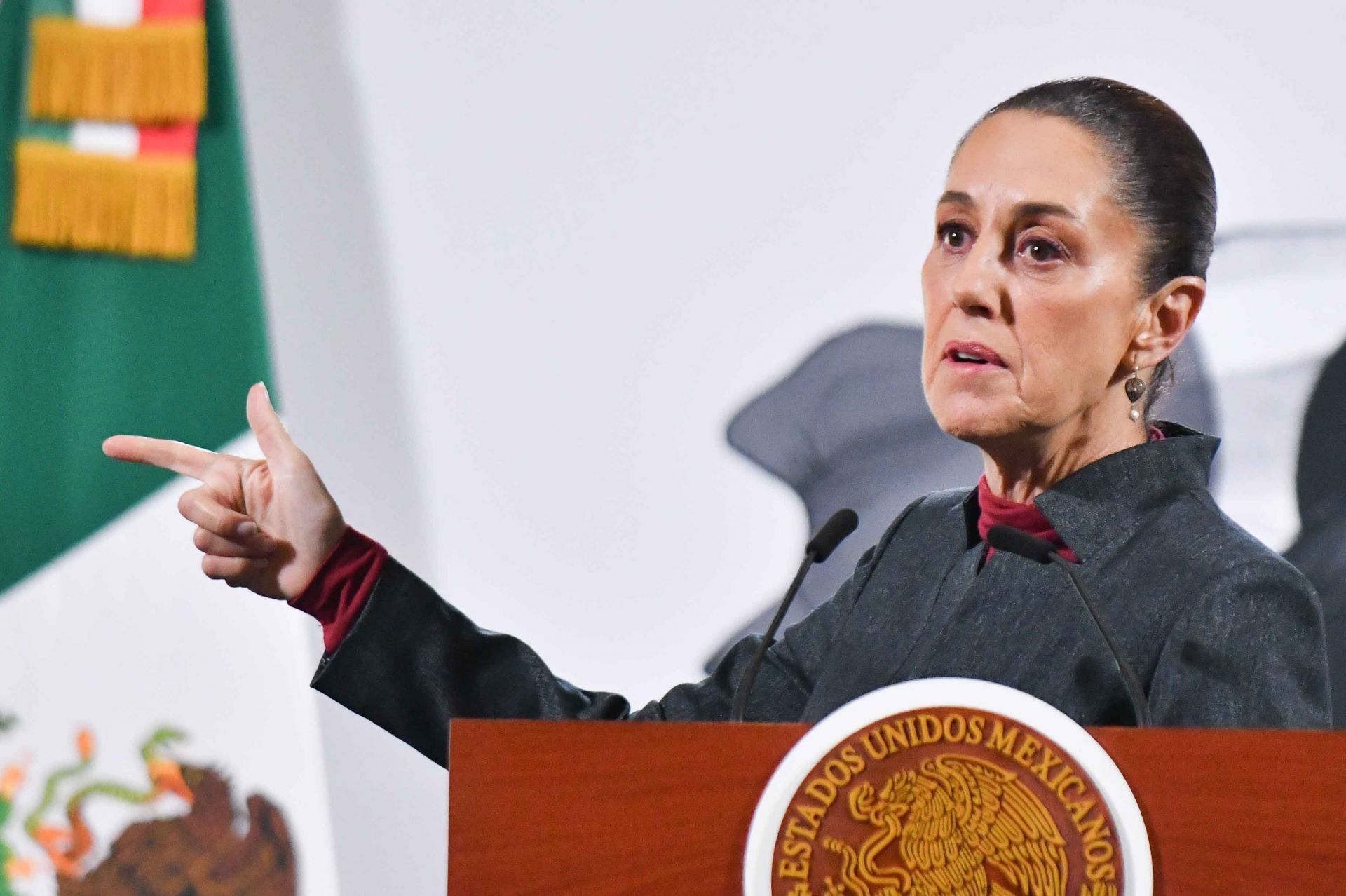 Claudia Sheinbaum, presidenta de México, durante la conferencia matutina realizada en Palacio Nacional.