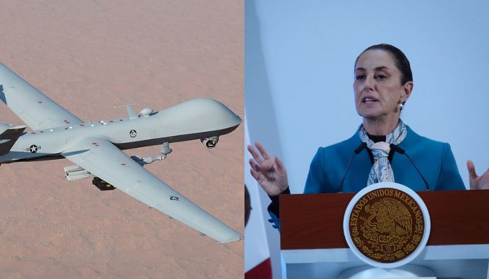 La presidenta respondió a los drones de la CIA que sobrevuelan México vigilando a cárteles, según NYT.