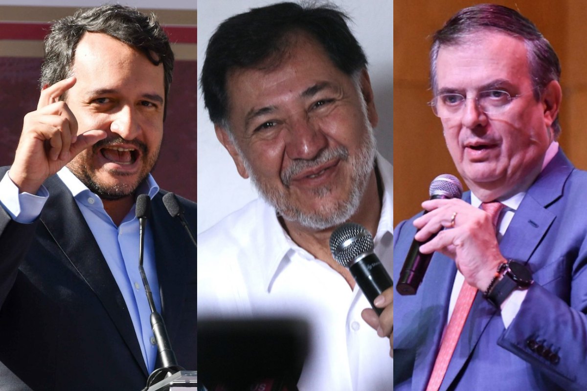 Andrés Manuel López Beltrán, Gerardo Fernández Noroña y Marcelo Ebrard, los presidenciables de Morena