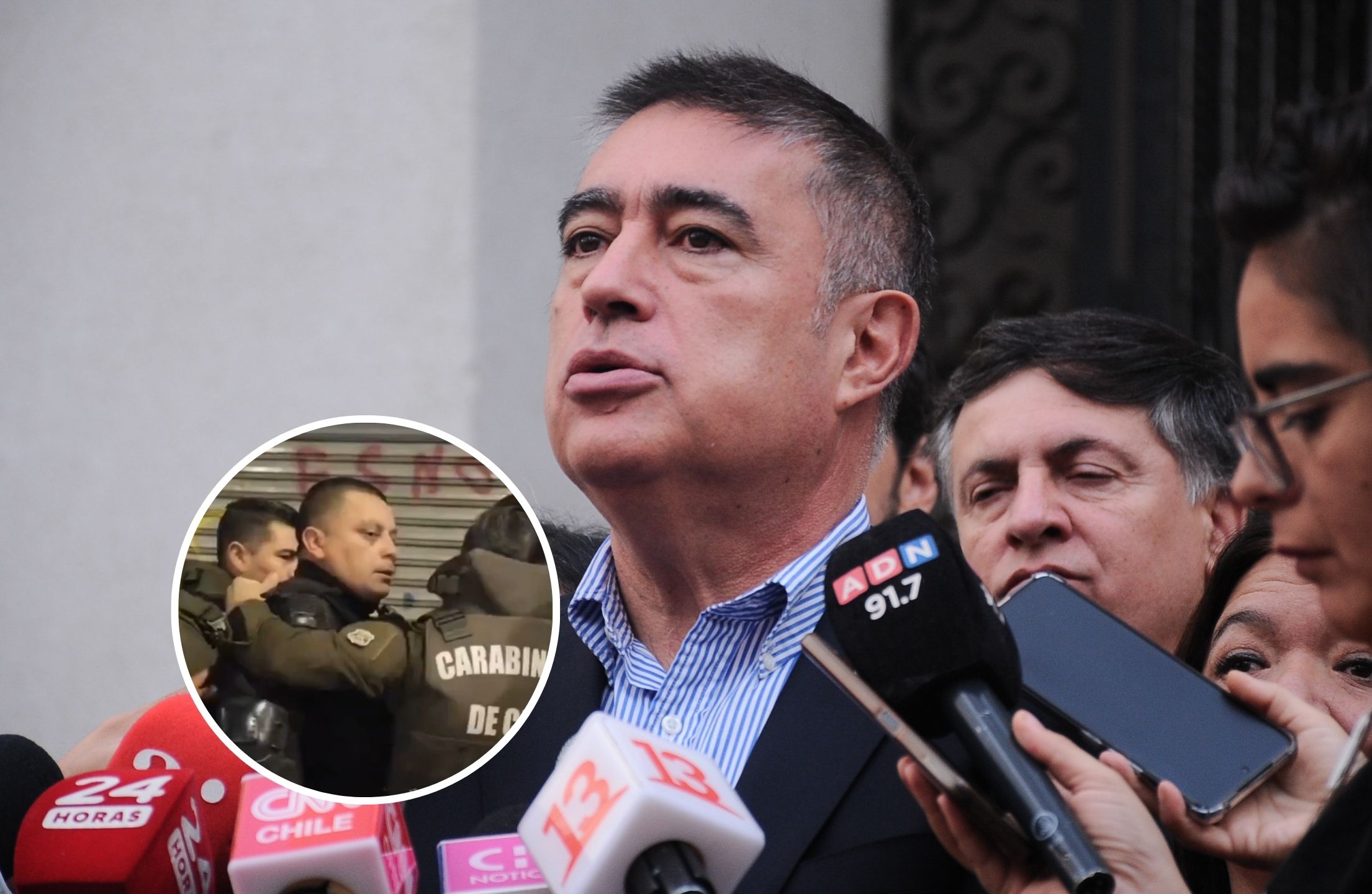 Alcalde Desbordes por forcejeo entre guardias y carabineros en Santiago: “Lo bueno es que ambos tenían cámara corporal”