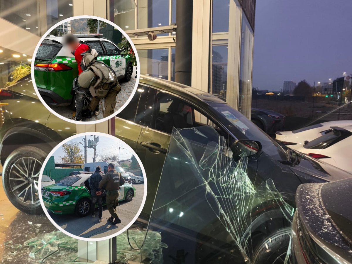 Carabineros detiene a dos adolescentes tras frustrado robo y destrozos en concesionaria de Vitacura