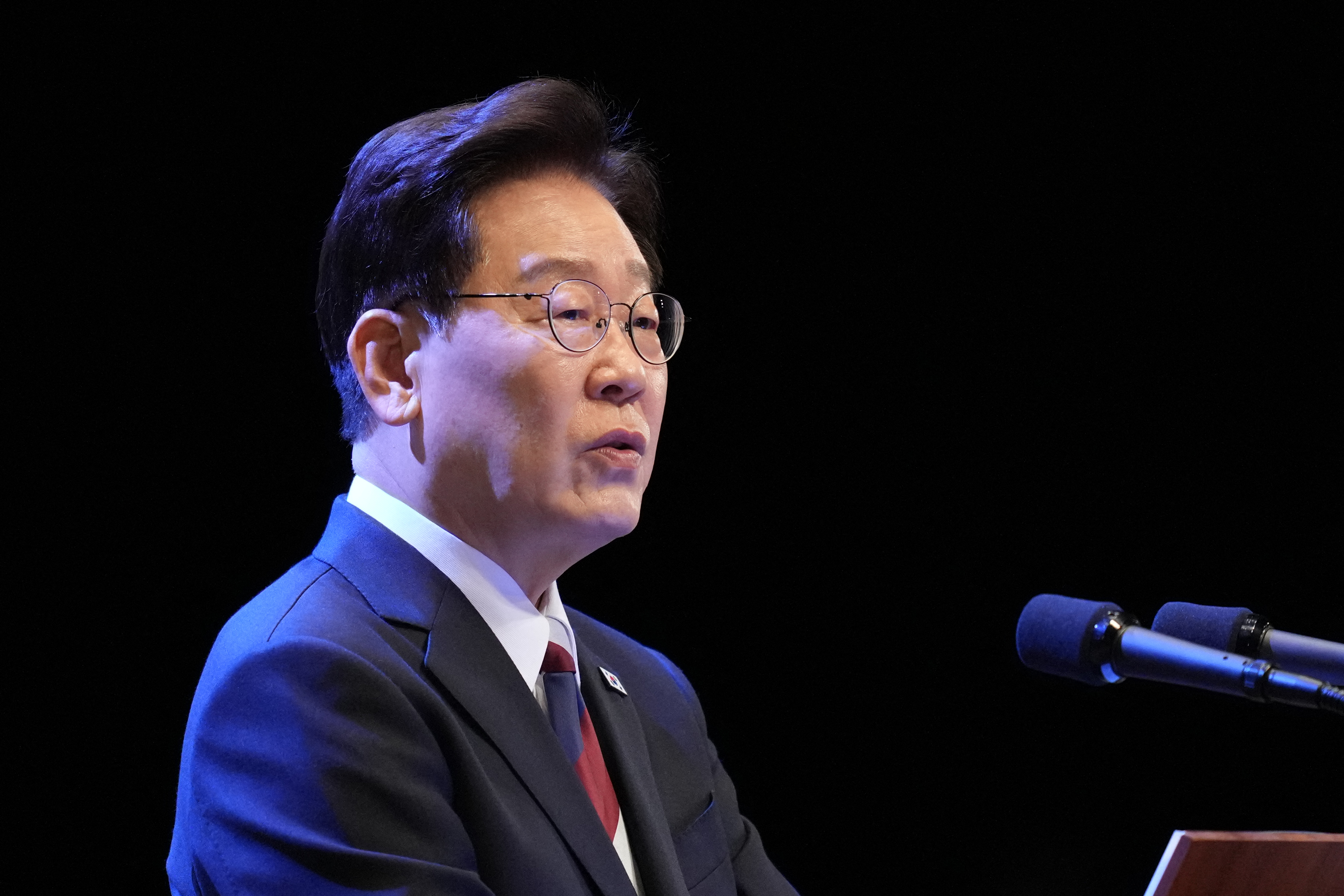 2026년 8월 15일 서울에서 열린 제81주년 광복절 기념식에서 이재명 대한민국 대통령이 연설하고 있다.