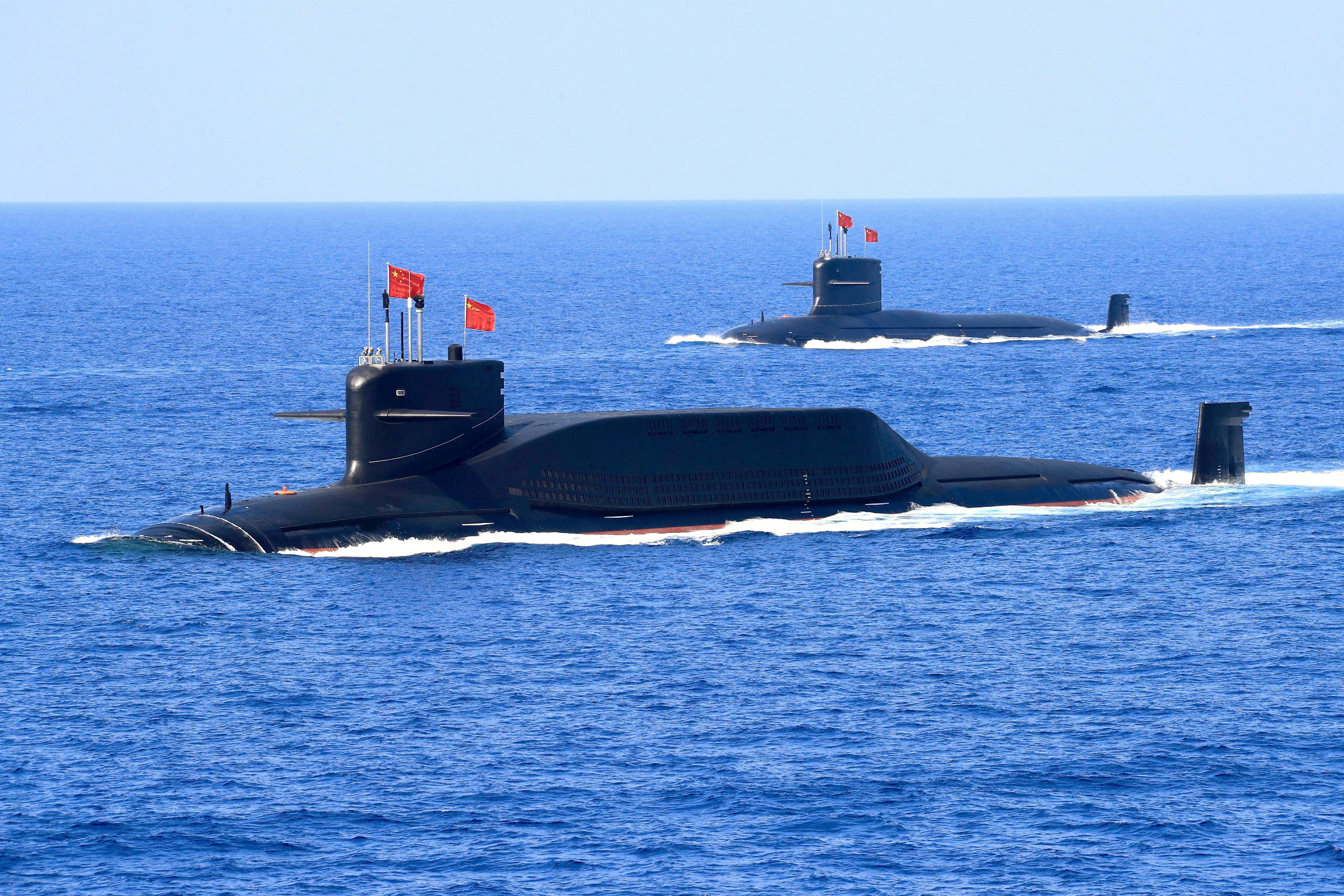 A nuclear-powered Type 094A Jin-class ballistic missile submarine of the Chinese People's Liberation Army (PLA) Navy during a military display in the South China Sea April 12, 2018.