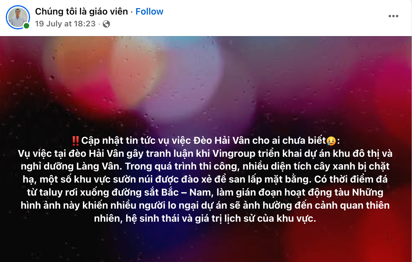 Đá rơi xuống đường sắt Bắc-Nam tại dự án Vin Làng Vân