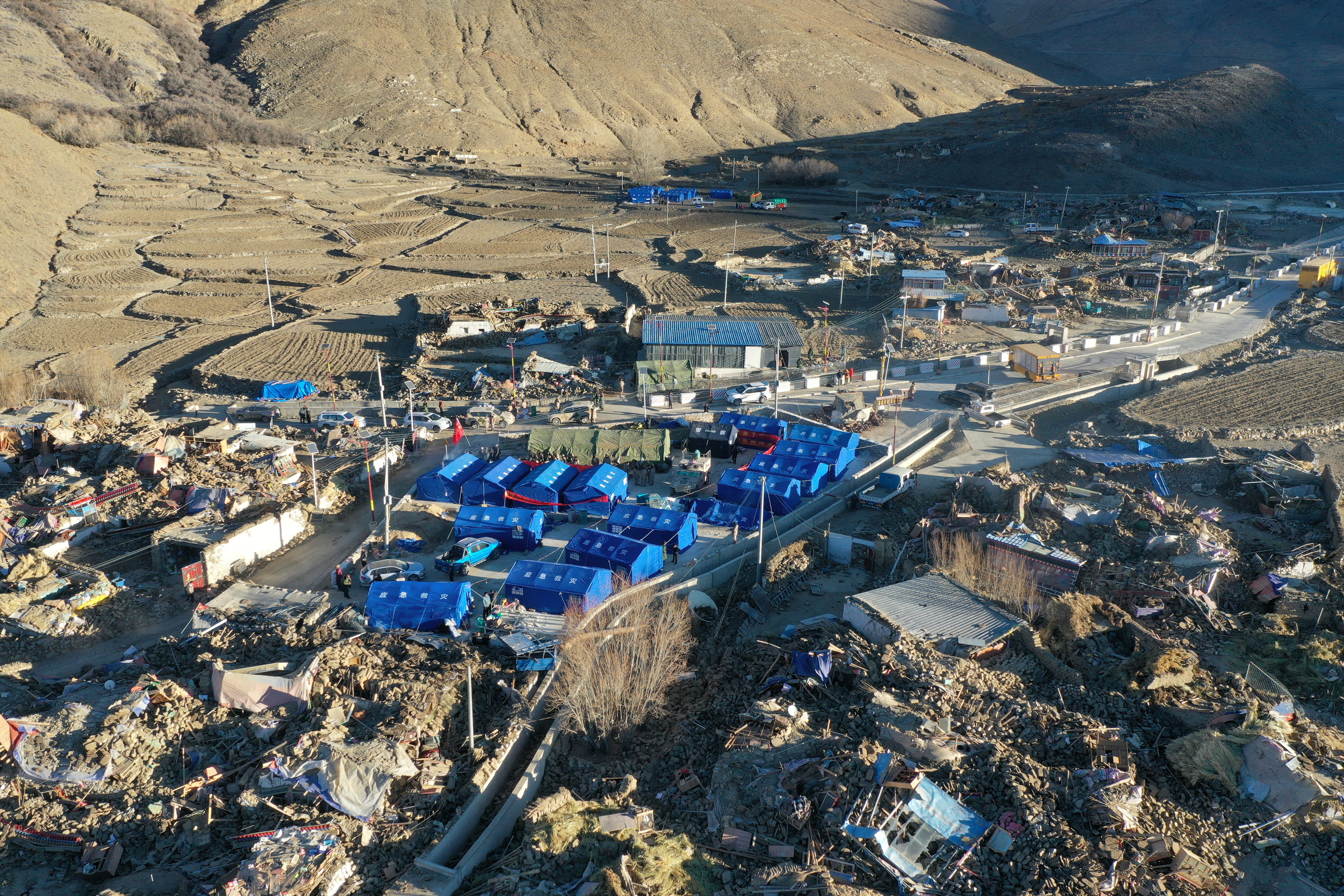 ༢༠༢༥ ཟླ་ ༡ པོའི་ནང་བོད་གཞིས་ཀ་རྩེ་དིང་རིར་ས་ཡོམ་བྱུང་རྗེས་གནམ་ཐོག་ནས་པར་ལེན་བྱས་པའི་པར་རིས།