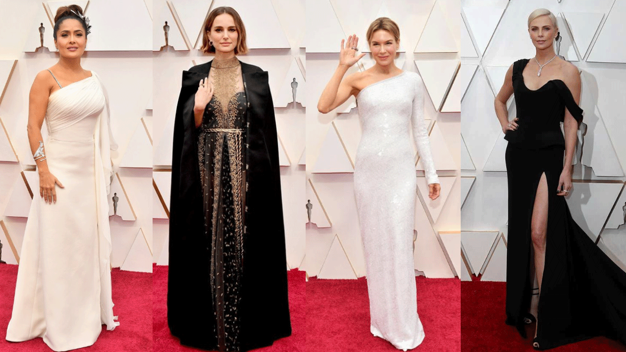 El duelo blanco vs negro de las celebridades en la alfombra roja de los Oscars 2020