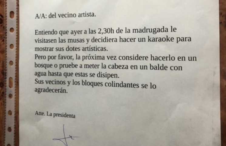 Se hartó de los gritos de sus vecinos y les mandó una carta que se hizo  viral: “Una suegra no debe meterse” | Cienradios