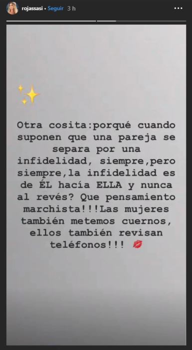 Sabrina Rojas y una frase llamativa: