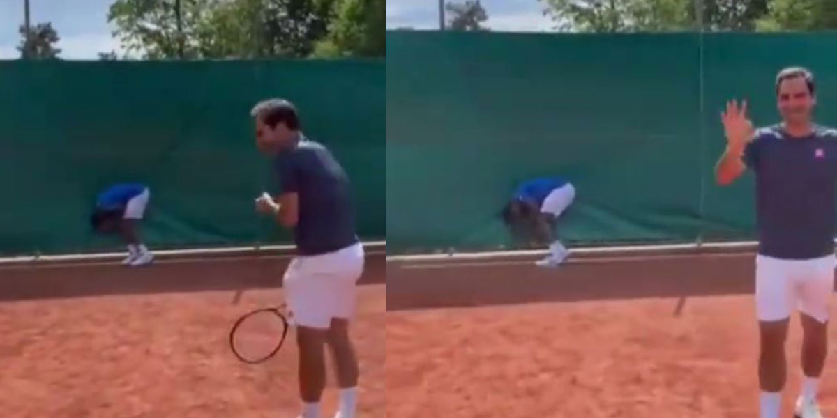 El reto viral de Roger Federer que terminó mal: le dio un pelotazo a Gael Monfils
