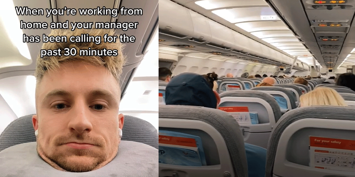 Tenía que estar haciendo home office pero estaba en un avión, su jefe lo contactó para una reunión y terminó transpirando: “Problemas de Wi-Fi”