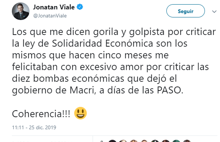 Jonatan Viale tuvo que aclarar la situación en su cuenta de Twitter.