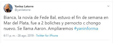 Angel De Brito Enfrento A La Novia De Fede Bal Te Vieron Con Otro Chico La 100