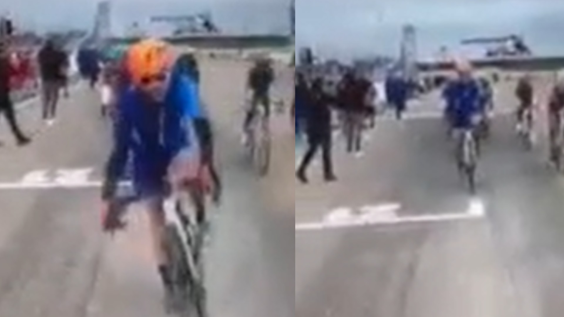 🟡 Video: una ciclista atropelló a una periodista en plena carrera