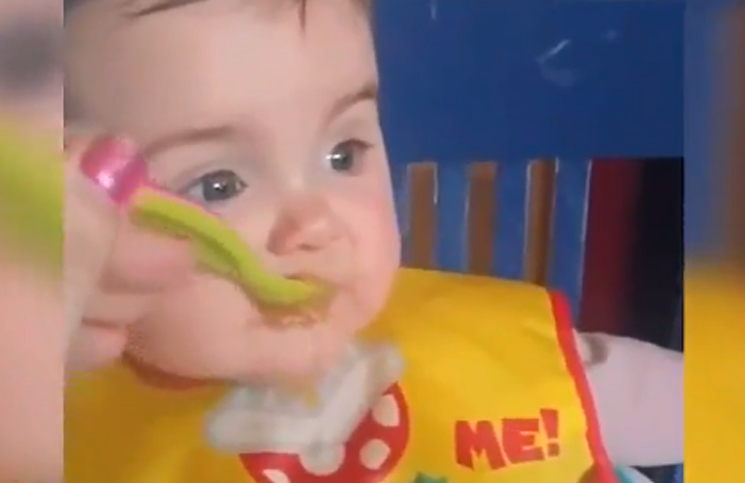 La desopilante reacción de un bebé al probar manzana rallada por primera vez