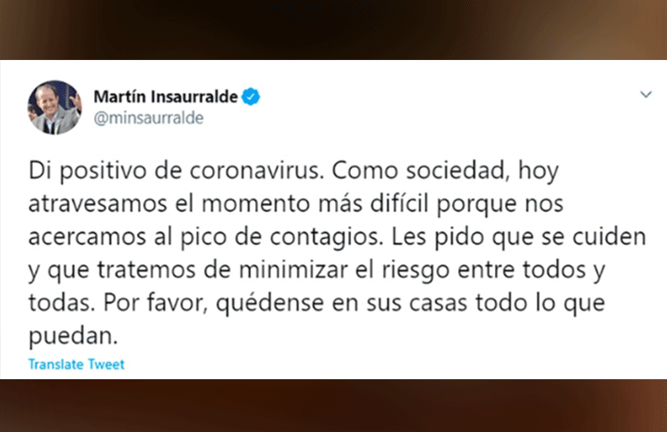 Coronavirus Martín Insaurralde tuvo un pico de fiebre y seguirá en observación