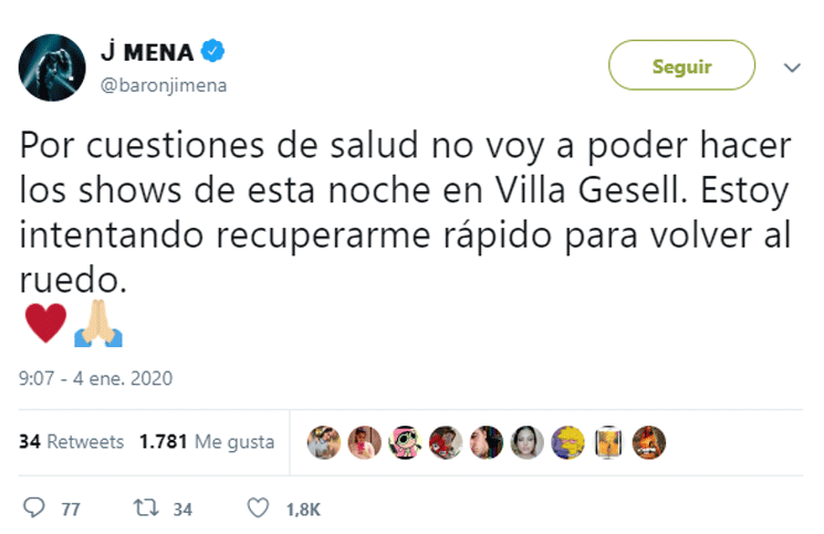 El tuit de Jimena Barón causó preocuopación de sus seguidores por su estado de salud