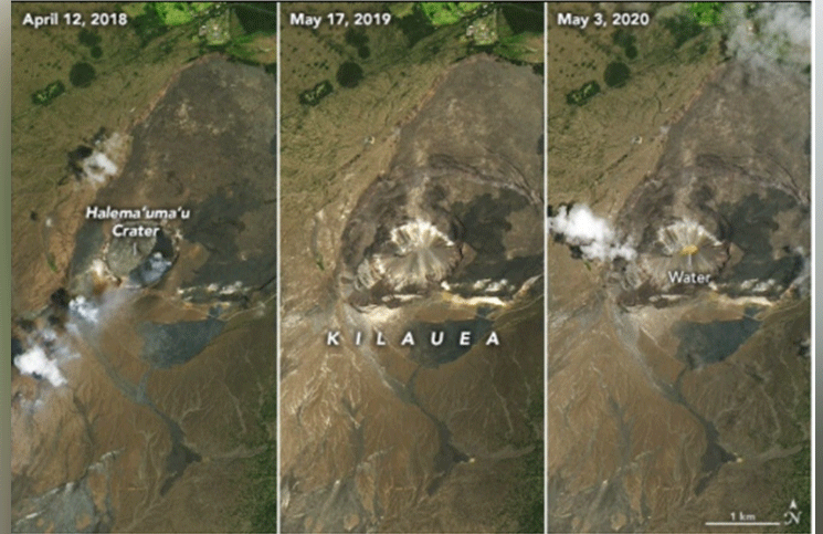 Las inéditas fotos de la NASA muestran un lago dentro de un volcán