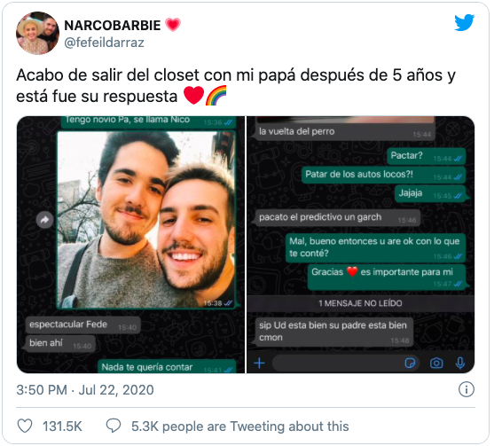 Le contó a su papá que tenía novio (con una foto de ellos juntos) y su  respuesta lo dejó admirado | Pelado Lopez