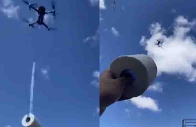 Cuarentena: su amigo necesitaba papel higiénico, y se lo envió en un dron