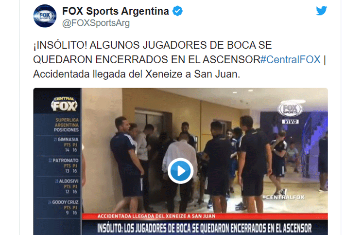 Video : un grupo de jugadores de Boca quedó atrapado en un ascensor