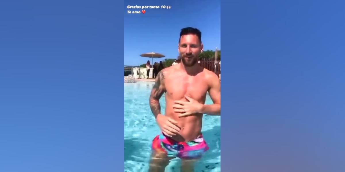 Se encontró a Lionel Messi en una pileta y logró que les mande un saludo a sus hijos: “Te aman”